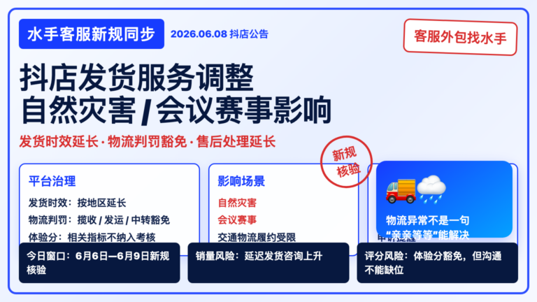 【深度解读】抖店【发货服务】自然灾害/会议赛事履约调整